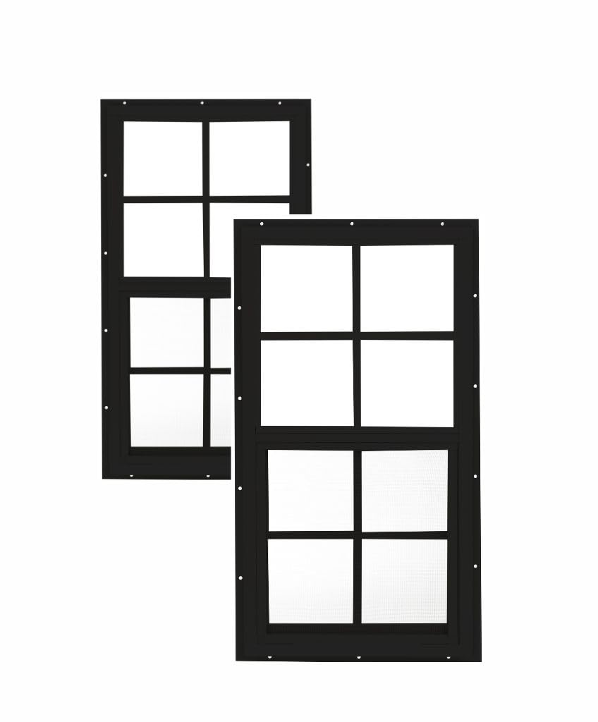 Apple Outdoor Supply 14x27 Shed Windows, J-Lap Sliding Windows with Tempered Glass & Screens, 2-Pack