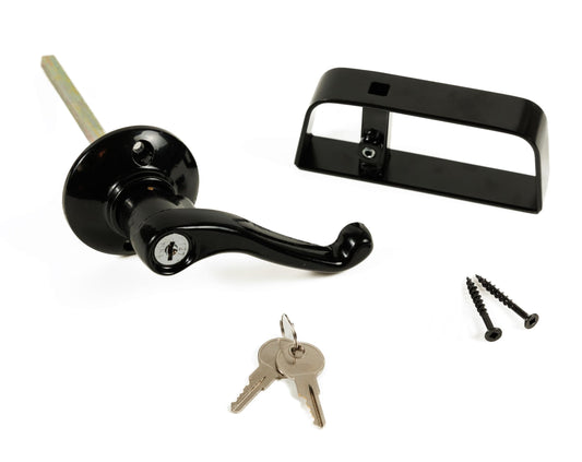 5-1/2" Black L-Handle Shed Door Lock Kit, 1-Pack