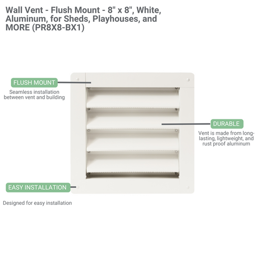 8" W x 8" H Flush Mount Wall Vent