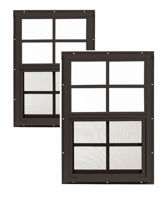 14" x 21" J-Lap Sliding Shed Window 2 Pack | Tempered Glass, Screened, Rustproof Frame
