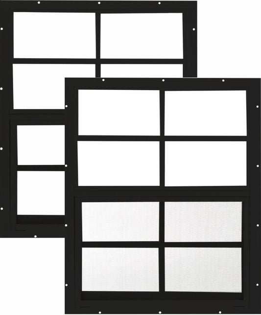 18" x 23" Flush Mount Sliding Shed Window 2 Pack | Tempered Glass, Screened Aluminum Frame