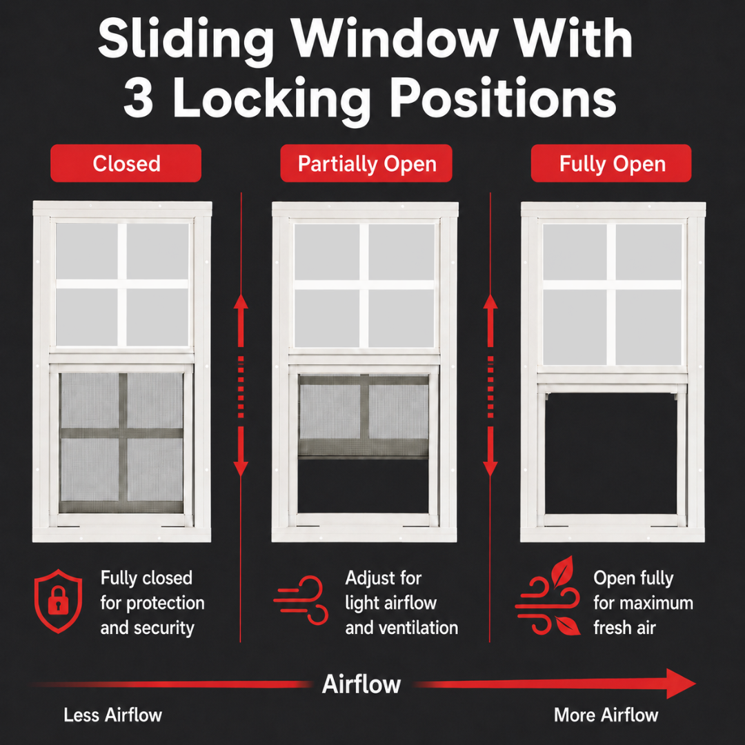 Apple Outdoor Supply 12x18 Shed Window, Flush Mount Sliding Window with Tempered Glass & Screen, 1-Pack