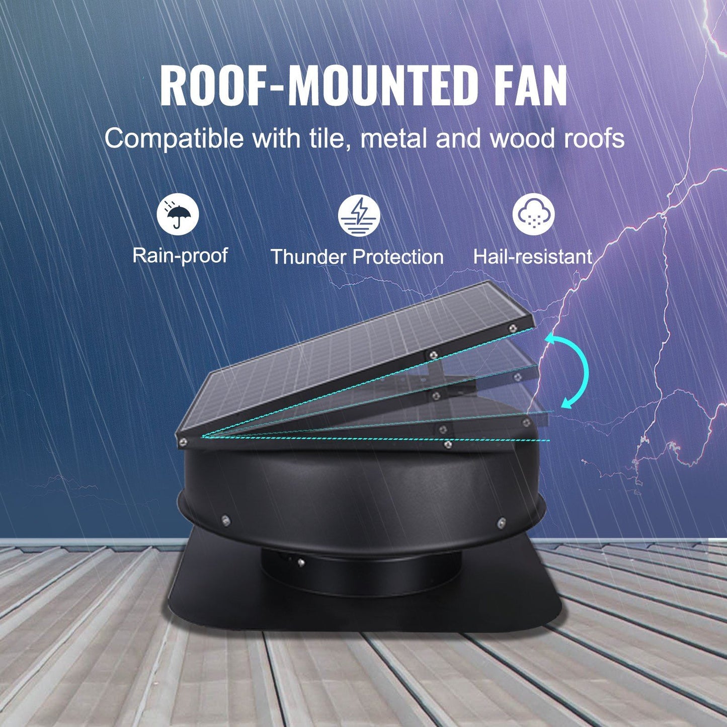 VEVOR Solar Attic Fan Low Noise 40W