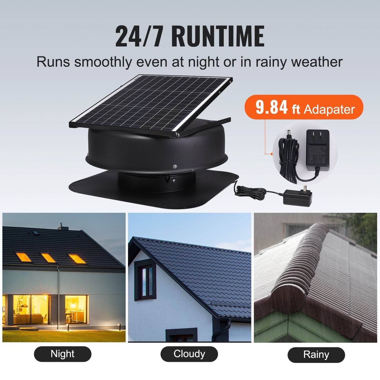 VEVOR Solar Attic Fan Low Noise 40W