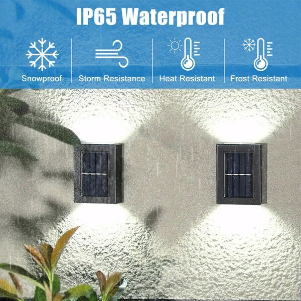 Modern Outdoor Solar Wall Lamp 2pcs