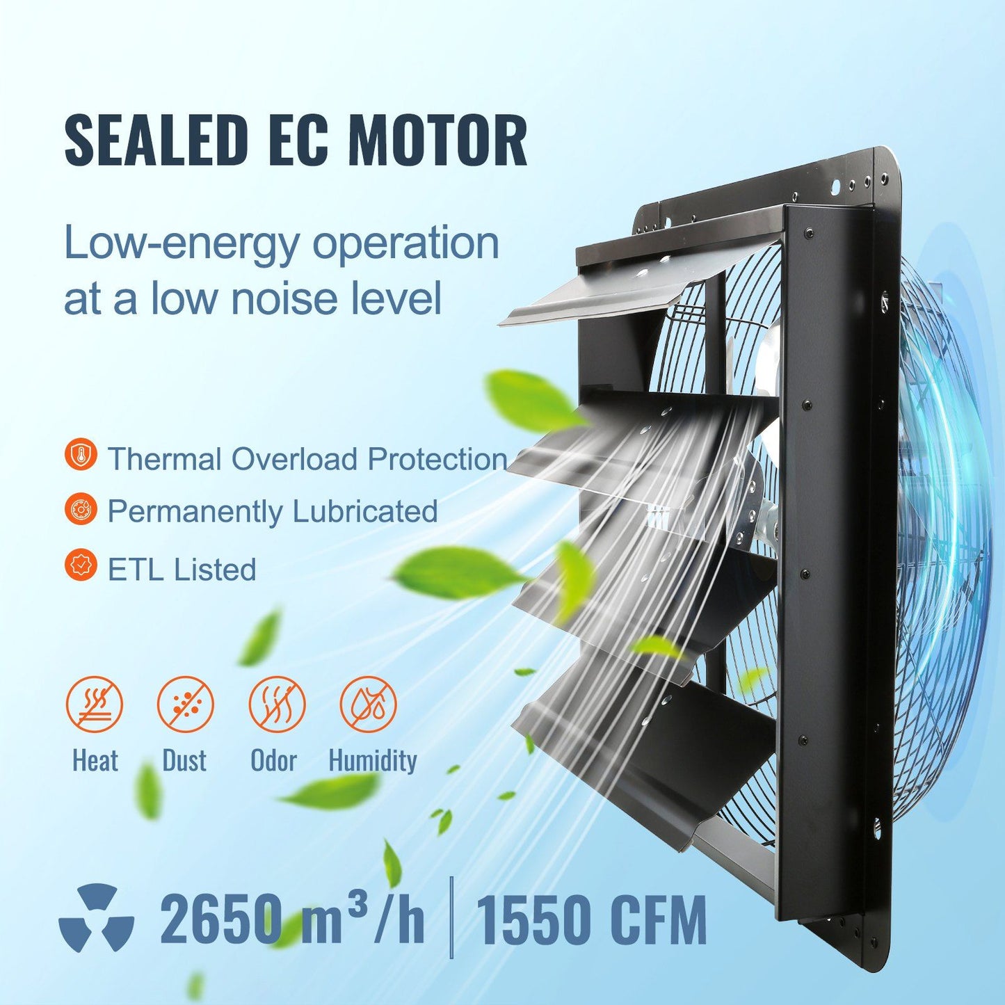VEVOR Exhaust Fan with Shutter 16''