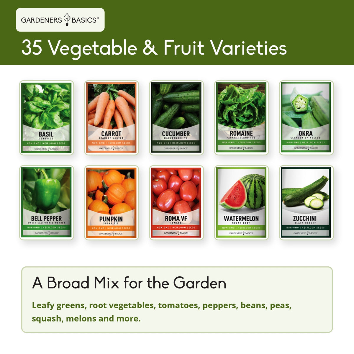 Vegetable Seed Vault Kit – 35 Heirloom Non-GMO Vegetable Seeds for Gardening & Survival Food Storage
