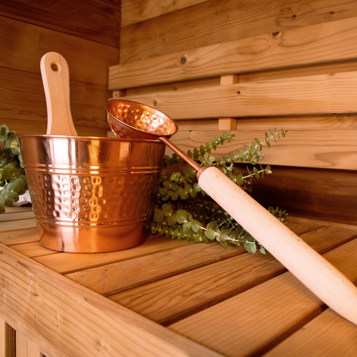Copper Bucket & Ladle Set