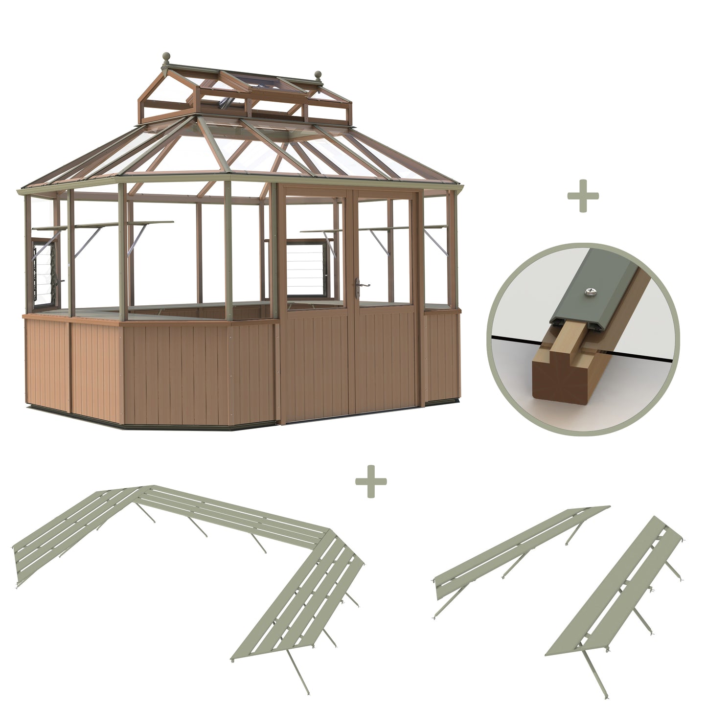 Alton Octagonal Wooden Greenhouse Kit