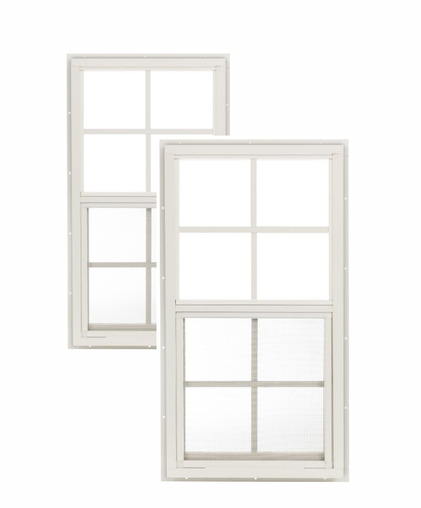 Apple Outdoor Supply 14x27 Shed Windows, J-Lap Sliding Windows with Tempered Glass & Screens, 2-Pack