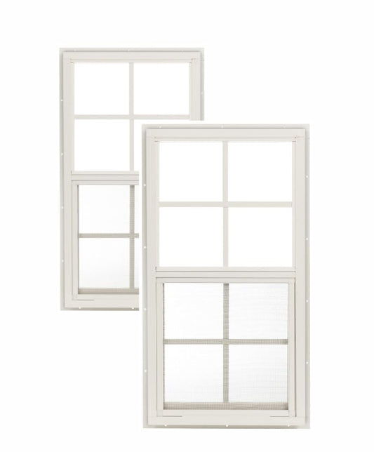 Apple Outdoor Supply 14x27 Shed Windows, J-Lap Sliding Windows with Tempered Glass & Screens, 2-Pack