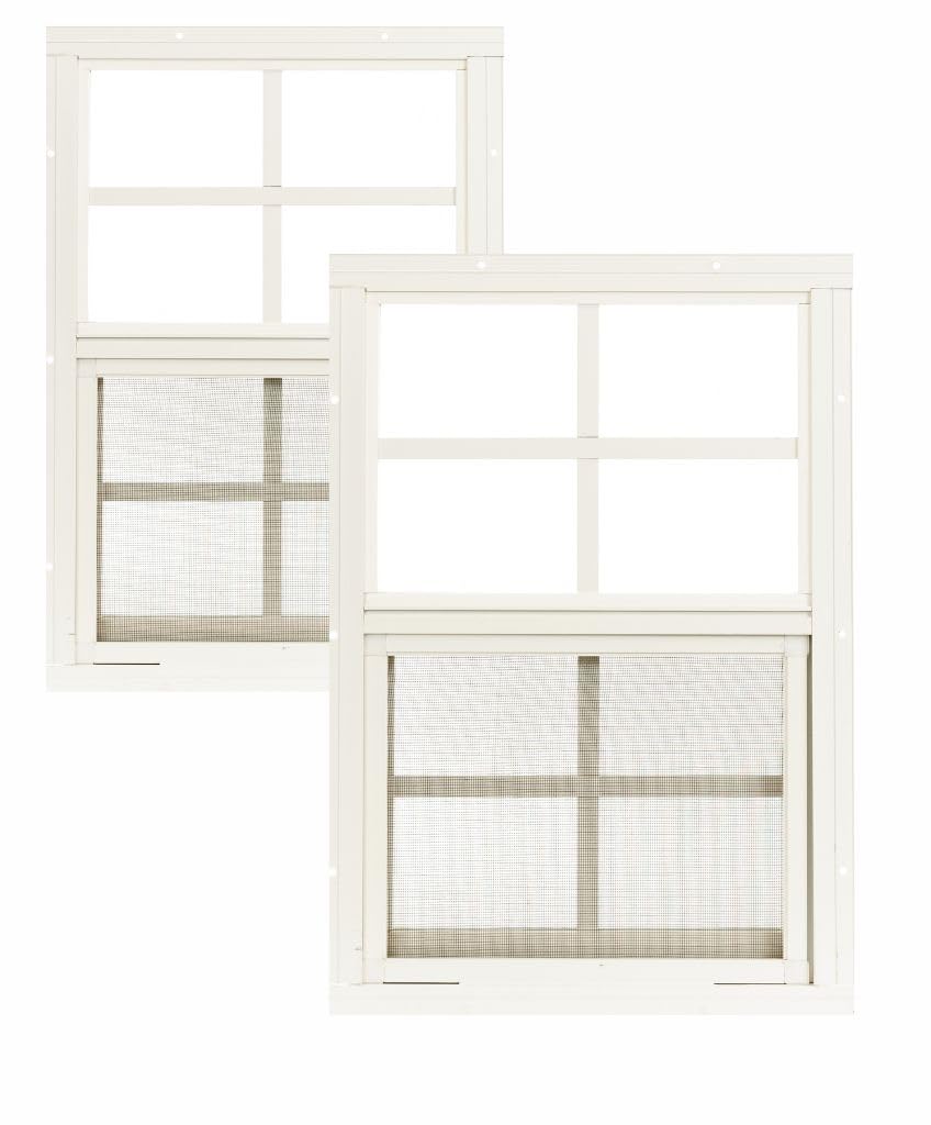 Apple Outdoor Supply 12x18 Shed Windows, Flush Mount Sliding Windows with Tempered Glass & Screens, 2-Pack
