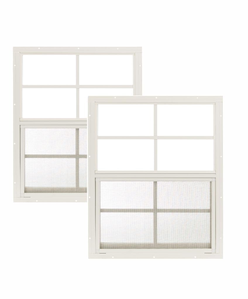 Apple Outdoor Supply 18x23 Shed Windows, Flush Mount Sliding Windows with Tempered Glass & Screens, 2-Pack