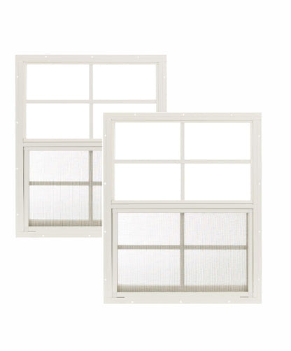 Apple Outdoor Supply 18x23 Shed Windows, Flush Mount Sliding Windows with Tempered Glass & Screens, 2-Pack
