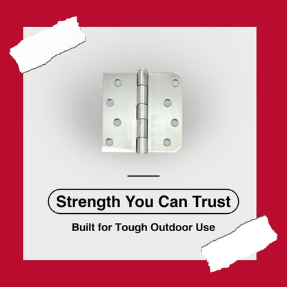 4" x 4" Stainless Steel Rounded Butt Hinges, 6-Pack