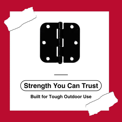 3-1/2" x 3-1/2" Rounded Butt Hinges, 18-Pack