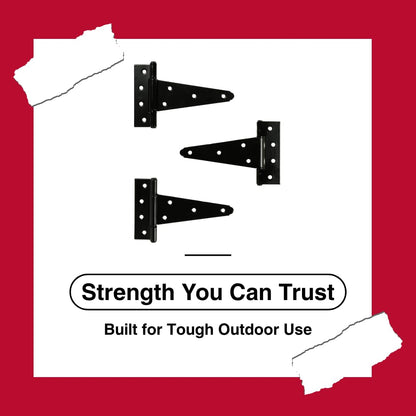 5" Black Heavy Duty T-Hinges, 3-Pack