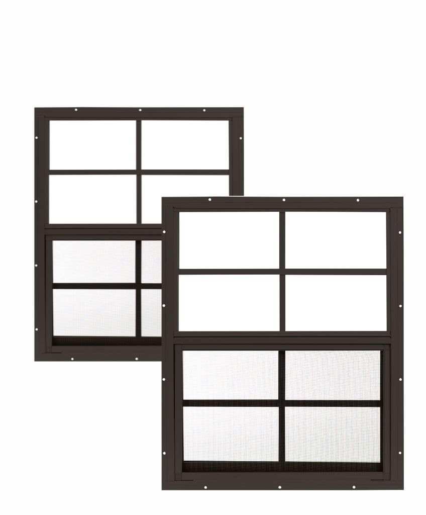 Apple Outdoor Supply 18x23 Shed Windows, Flush Mount Sliding Windows with Tempered Glass & Screens, 2-Pack