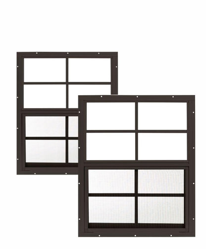 Apple Outdoor Supply 18x23 Shed Windows, Flush Mount Sliding Windows with Tempered Glass & Screens, 2-Pack
