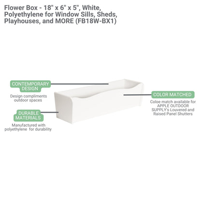 18" x 5" Flower Box for Shed Windows, 1-Pack