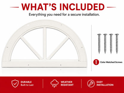 14" & 18" Half Moon Window, Fixed Flush Mount