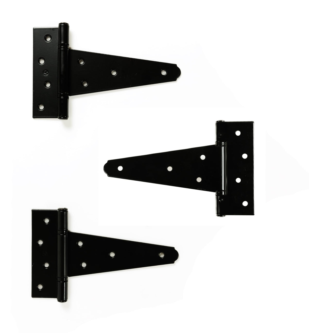 6" Black Heavy Duty T-Hinges, 3-Pack