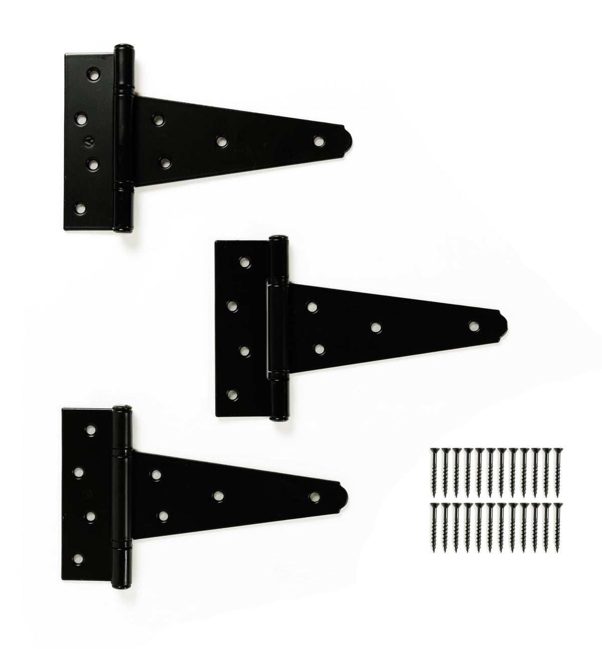 6" Black Heavy Duty T-Hinges, 3-Pack