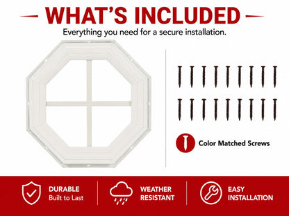 14" & 18" Octagon Gable Window, Fixed J-Lap Vinyl