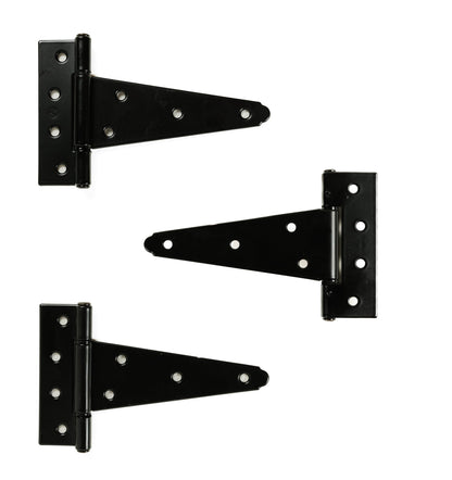 5" Black Heavy Duty T-Hinges, 3-Pack