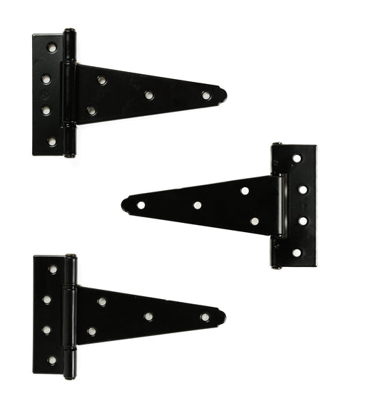 5" Black Heavy Duty T-Hinges, 3-Pack
