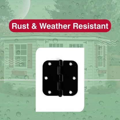 3-1/2" x 3-1/2" Rounded Butt Hinges, 18-Pack