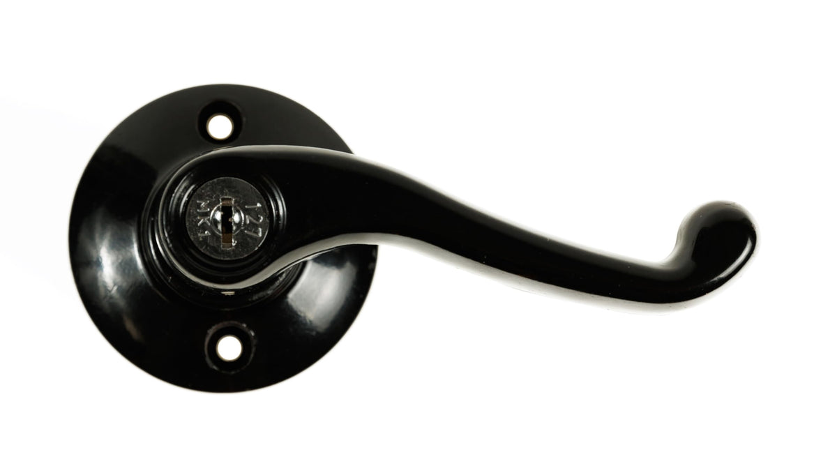 5-1/2" Black L-Handle Shed Door Lock Kit, 1-Pack