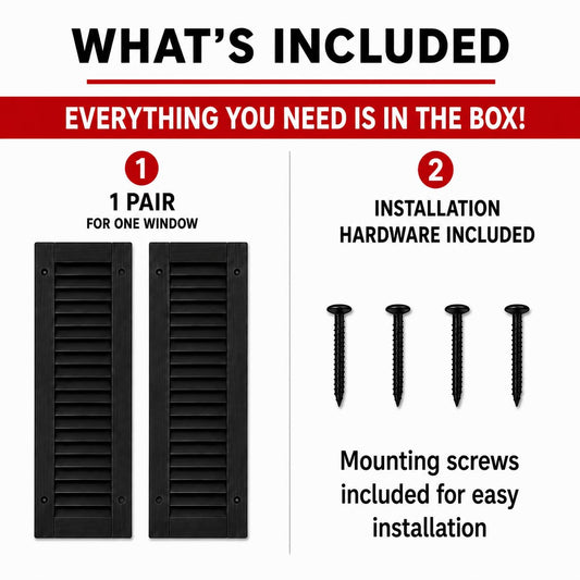 9" x 27" Louvered Shed Shutters, 1 Pair