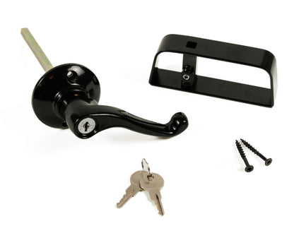 5-1/2" Black L-Handle Shed Door Lock Kit, 1-Pack