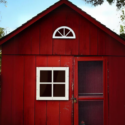 Shed Window 18.25" Half Moon Sunburst J-Lap, Tempered Glass, for Sheds, Playhouses, and Chicken Coops 1 PK (SUNB18WJ-BX1)