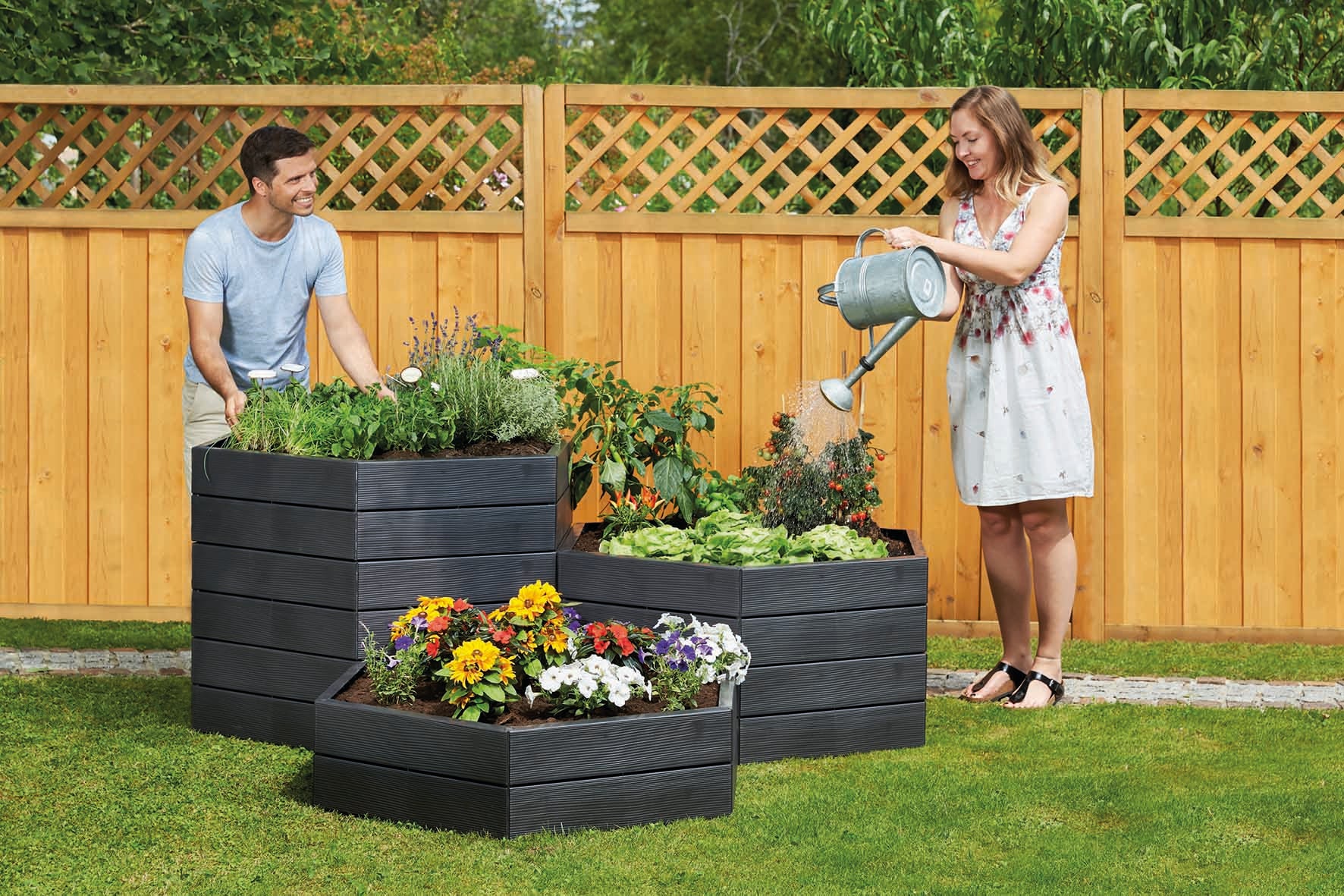 hexagonal plastic planter Raised Garden Bed Hexagonal – South Table Sheds