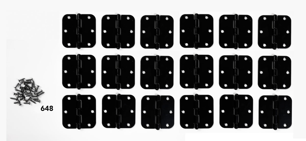 3-1/2" x 3-1/2" Rounded Butt Hinges, 18-Pack