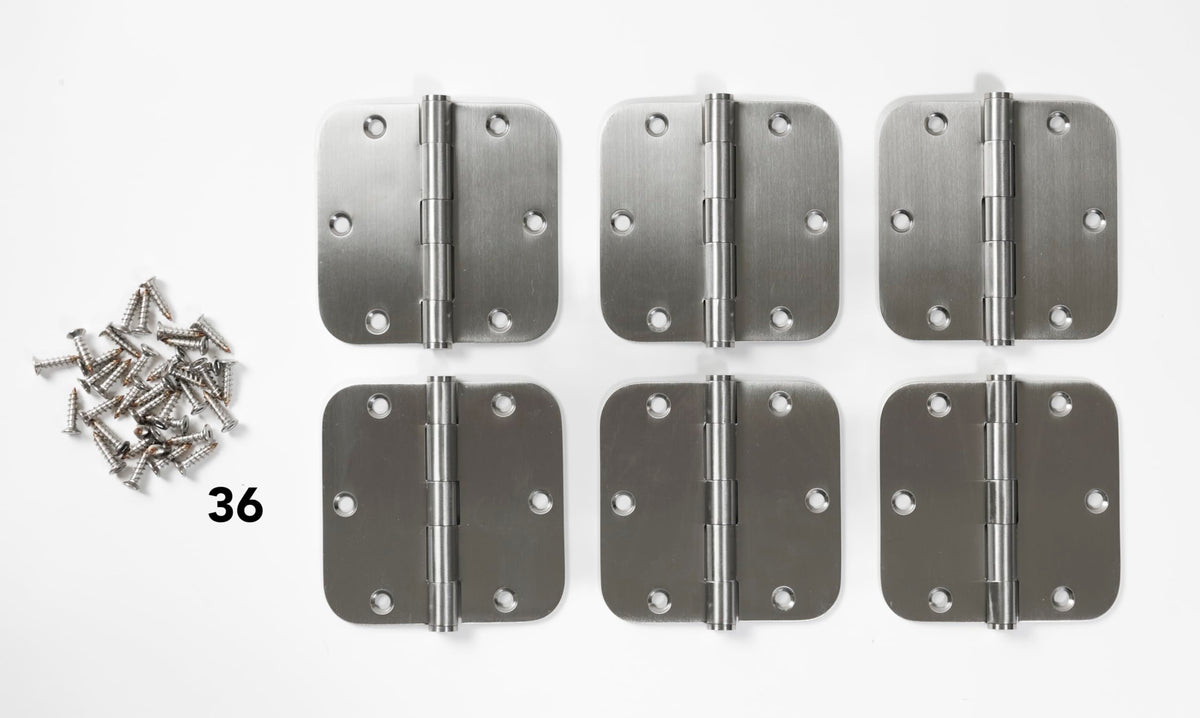 4" x 4" Stainless Steel Rounded Butt Hinges, 6-Pack