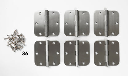 4" x 4" Stainless Steel Rounded Butt Hinges, 6-Pack