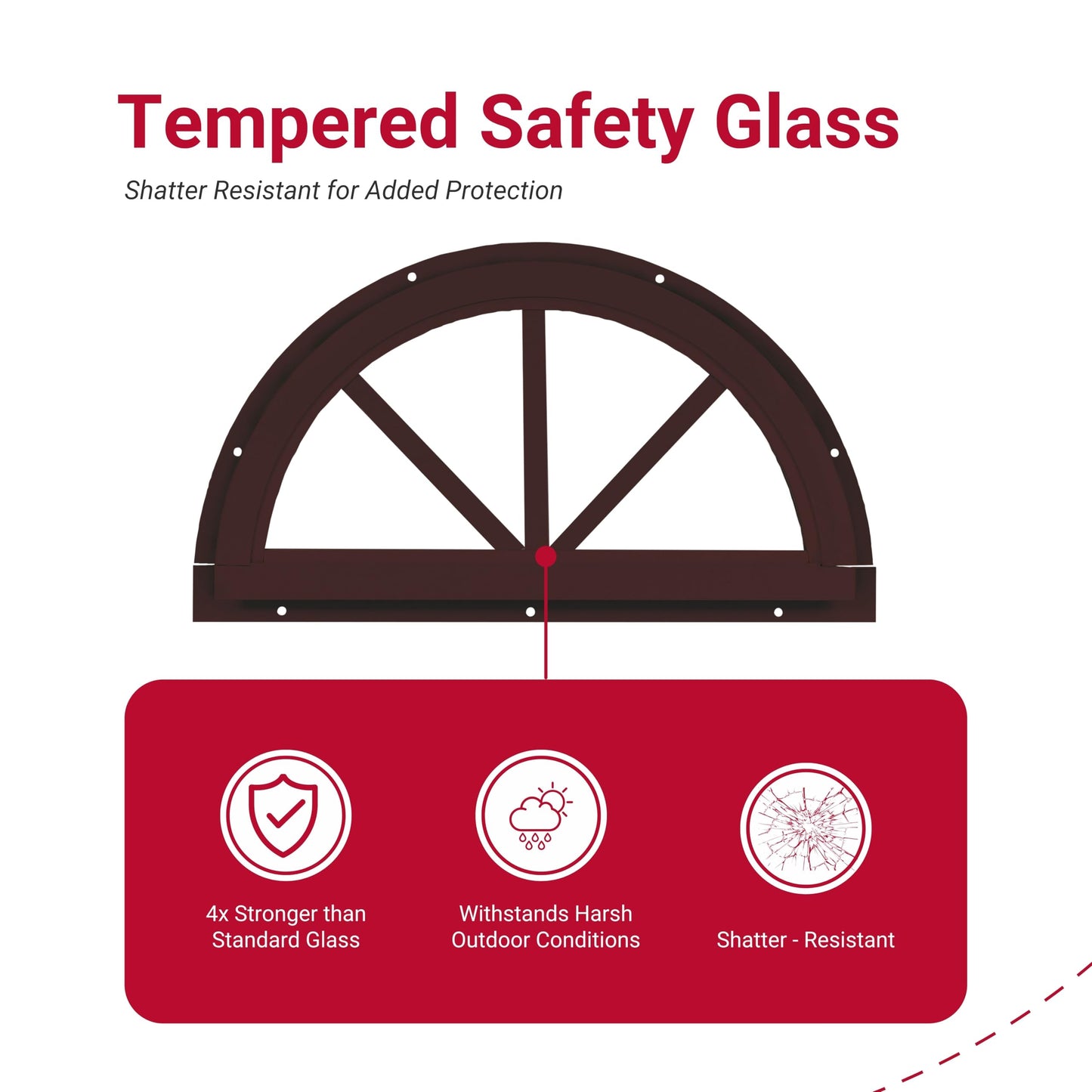 Shed Window 18.25" Half Moon Sunburst J-Lap, Tempered Glass, for Sheds, Playhouses, and Chicken Coops 1 PK (SUNB18WJ-BX1)