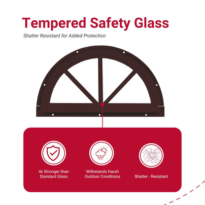 Shed Window 18.25" Half Moon Sunburst J-Lap, Tempered Glass, for Sheds, Playhouses, and Chicken Coops 1 PK (SUNB18WJ-BX1)