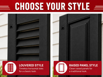 12" x 36" Paintable Raised Panel Shed Shutters, 1 Pair