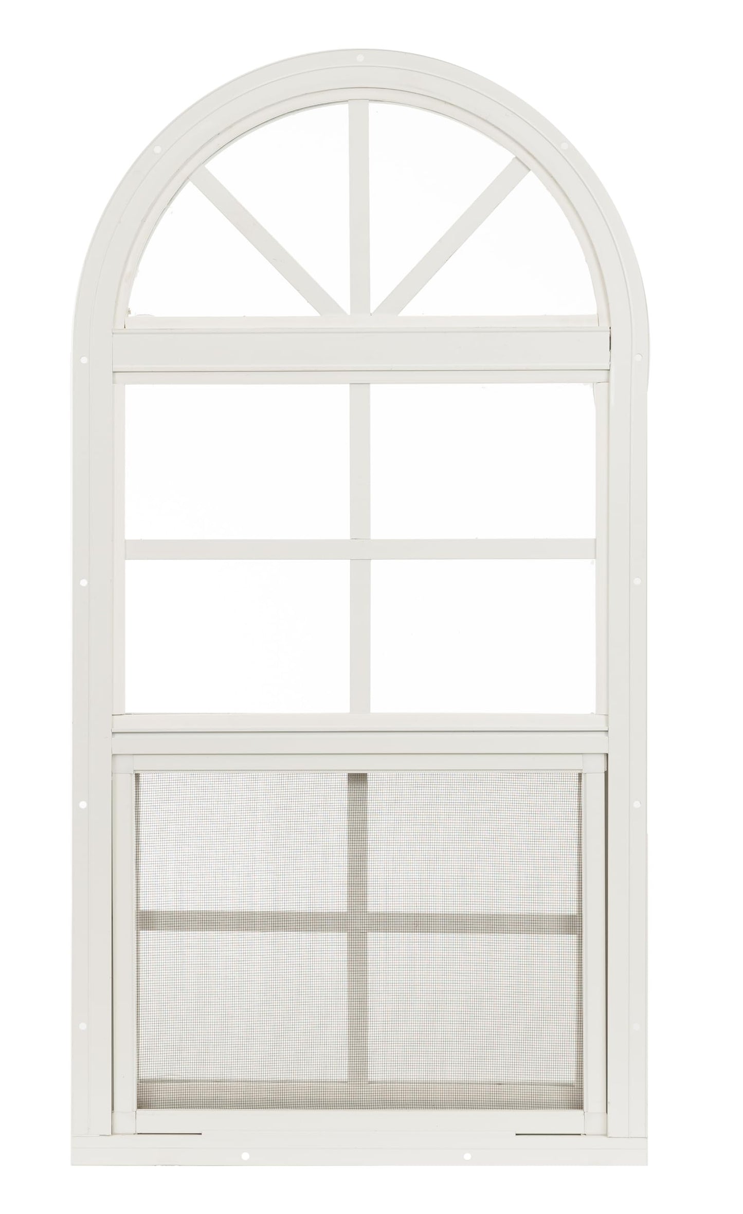 Apple Outdoor Supply 14x21 Shed Window, Arch Top Flush Mount Sliding Window with Tempered Glass & Screen, White, 1-Pack