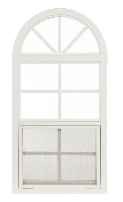 Apple Outdoor Supply 14x21 Shed Window, Arch Top Flush Mount Sliding Window with Tempered Glass & Screen, White, 1-Pack