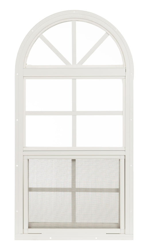 Apple Outdoor Supply 14x21 Shed Window, Arch Top Flush Mount Sliding Window with Tempered Glass & Screen, White, 1-Pack
