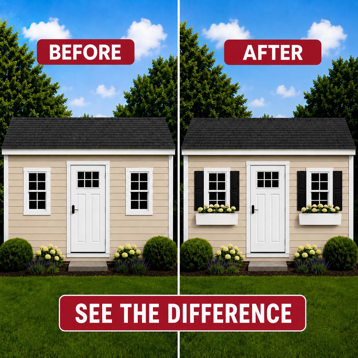 9" x 27" Louvered Shed Shutters, 1 Pair