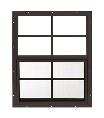 18" x 23" Flush Mount Sliding Shed Window | Tempered Glass, Screened Aluminum Frame