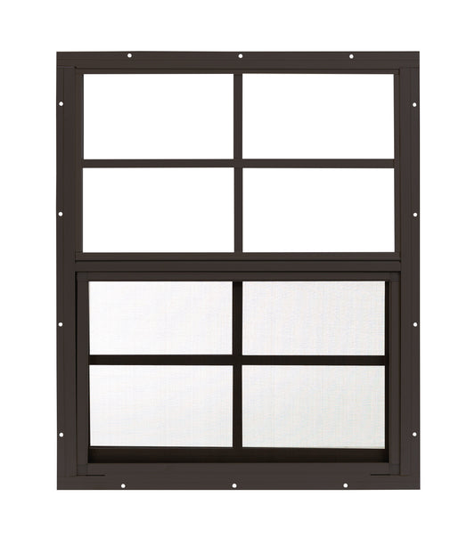 18" x 23" Flush Mount Sliding Shed Window | Tempered Glass, Screened Aluminum Frame