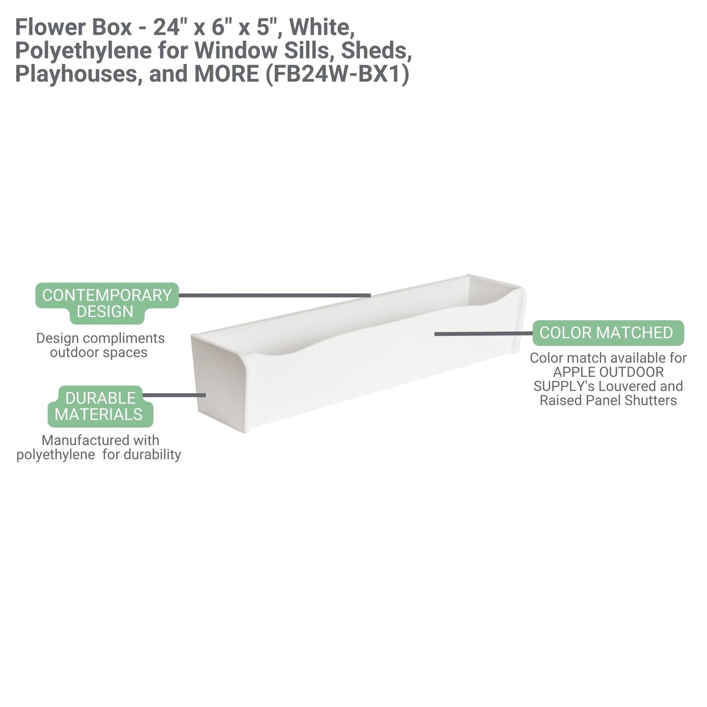 24” Flower Box – Weather-Resistant for Sheds and Playhouses