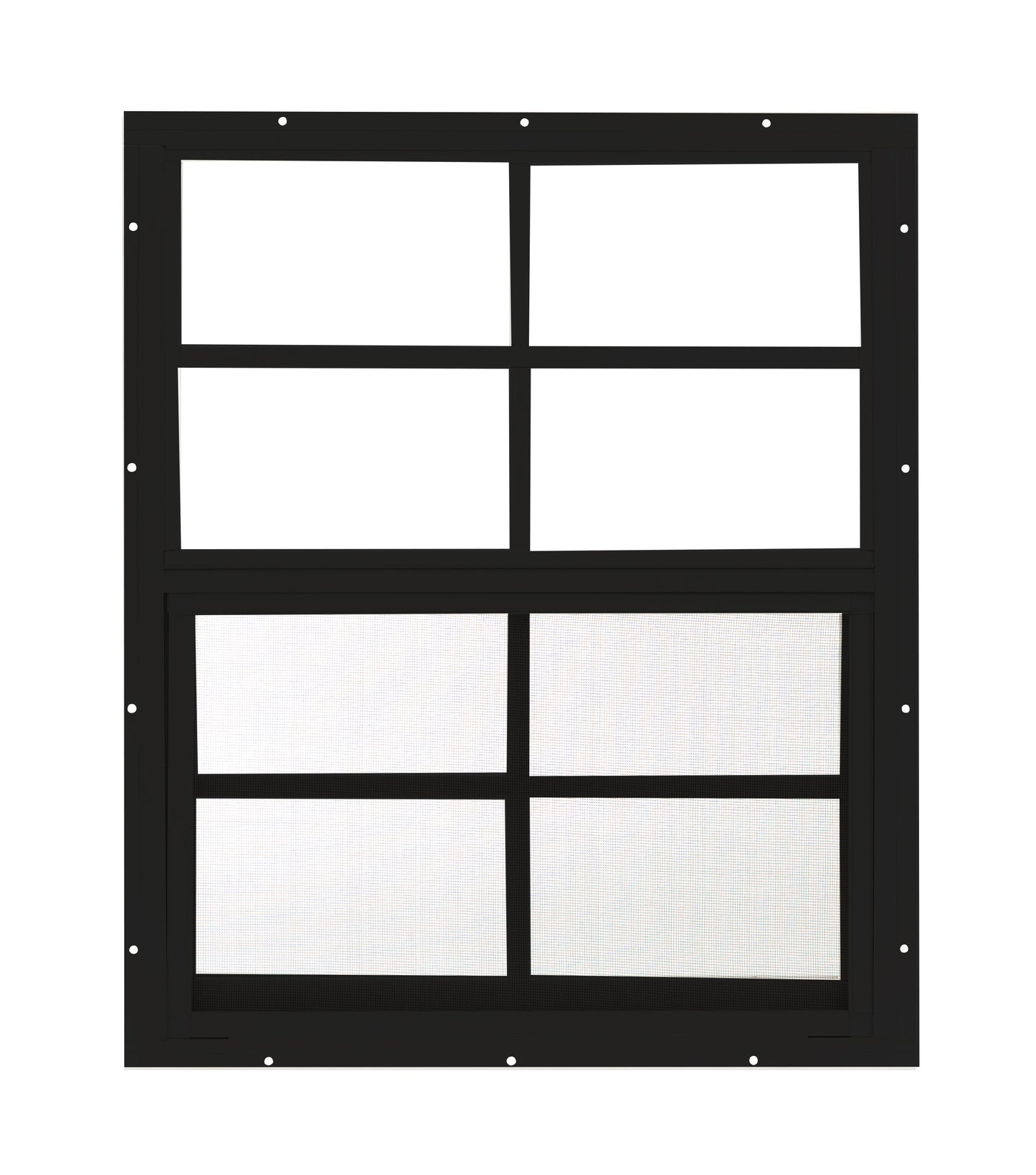 18" x 23" Flush Mount Sliding Shed Window | Tempered Glass, Screened Aluminum Frame